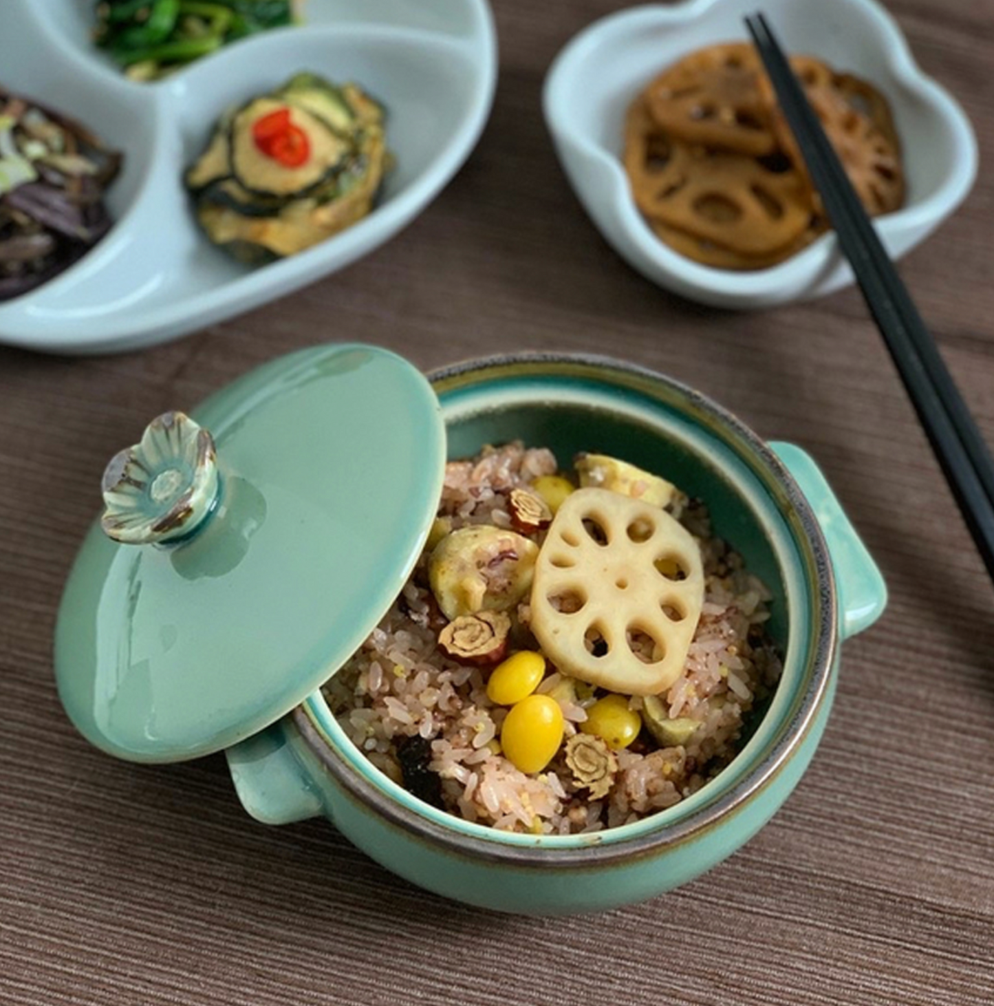 Goryeo[Korean] Celadon Flower lid steamer