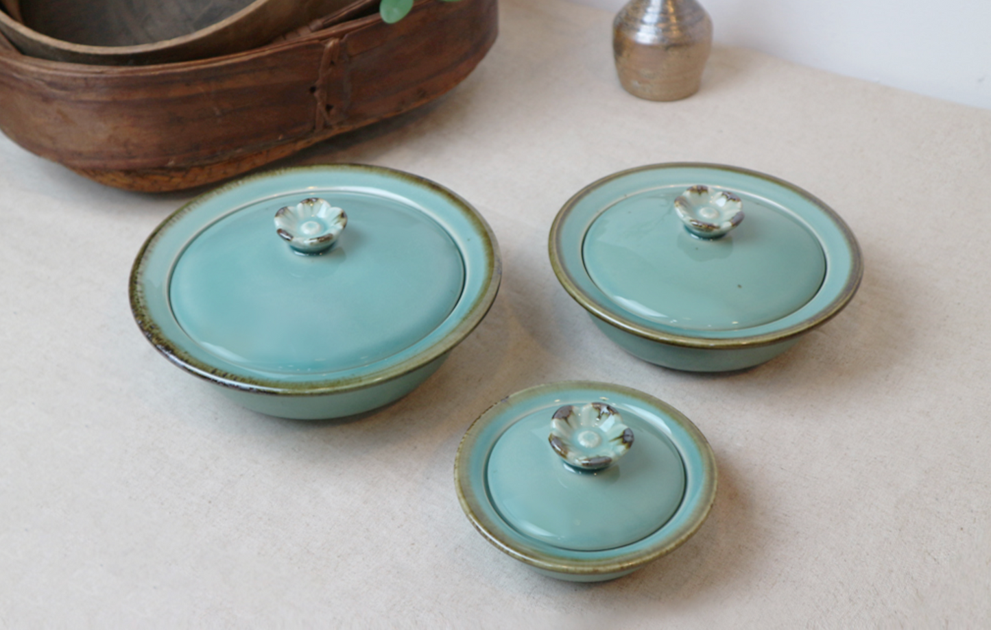 Goryeo[Korean] Celadon Flower steamer Set