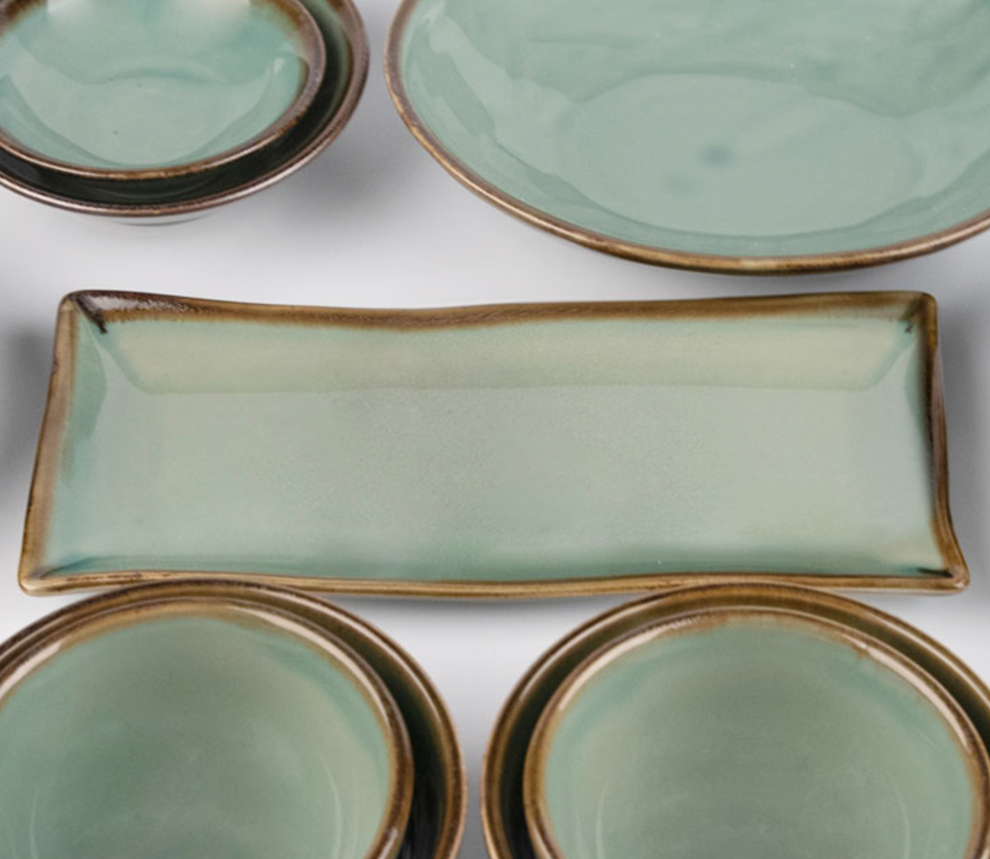 Goryeo[Korean] Celadon Rectangular Plate 2pcs Set