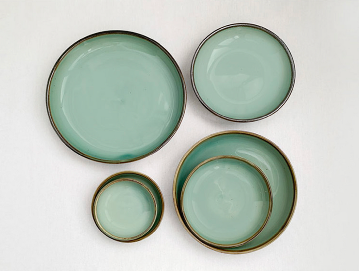 Goryeo[Korean] Celadon Convex Bowl 7pcs Set