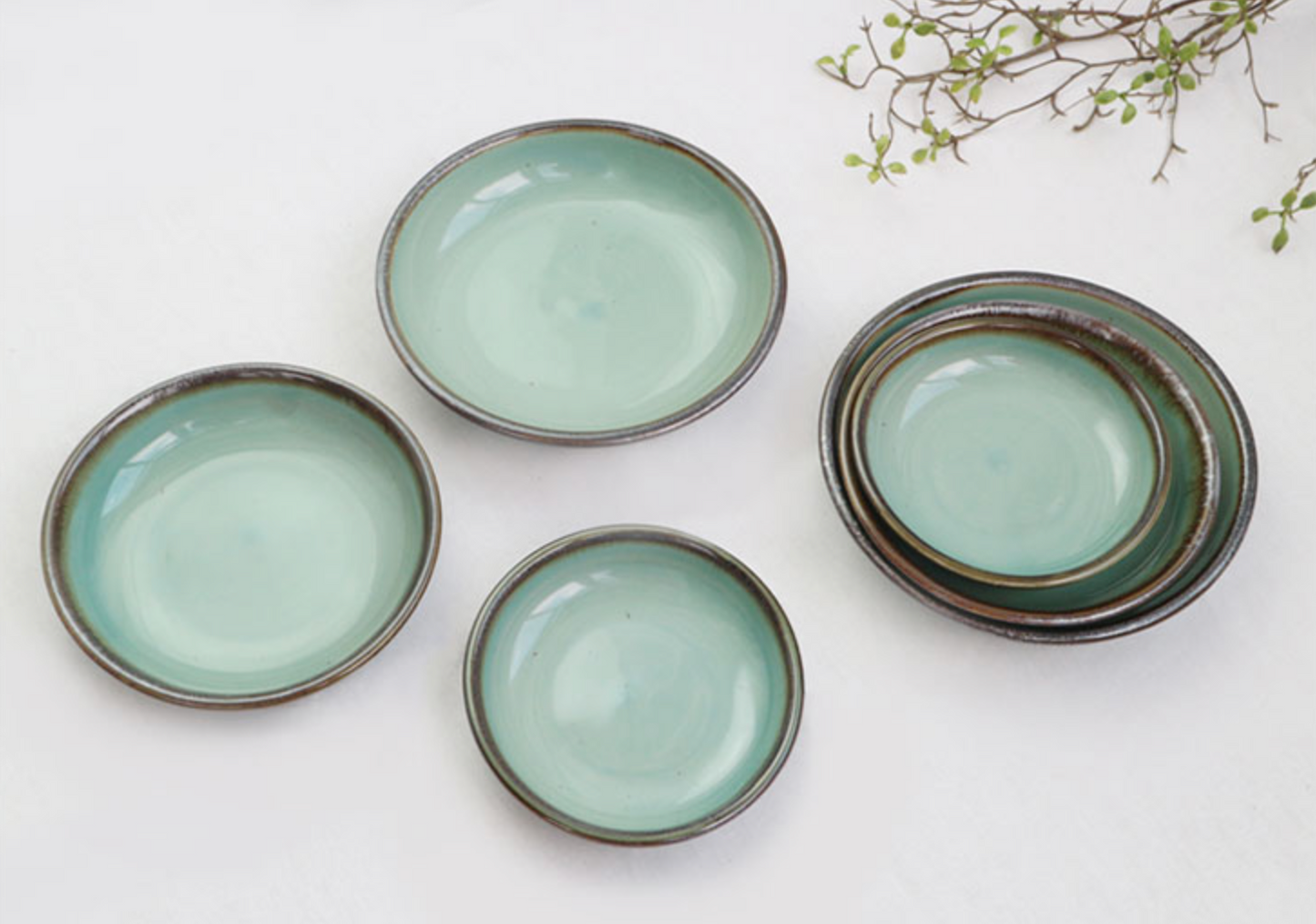 Goryeo[Korean] Celadon Flat Bowl 3pcs Set