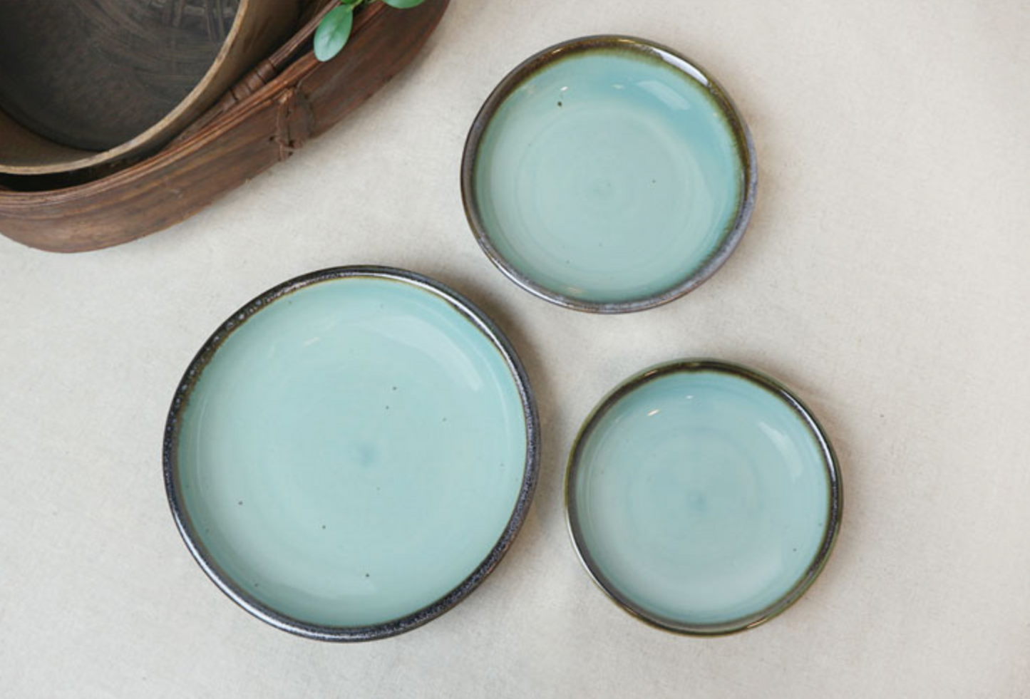 Goryeo[Korean] Celadon Flat Bowl 3pcs Set