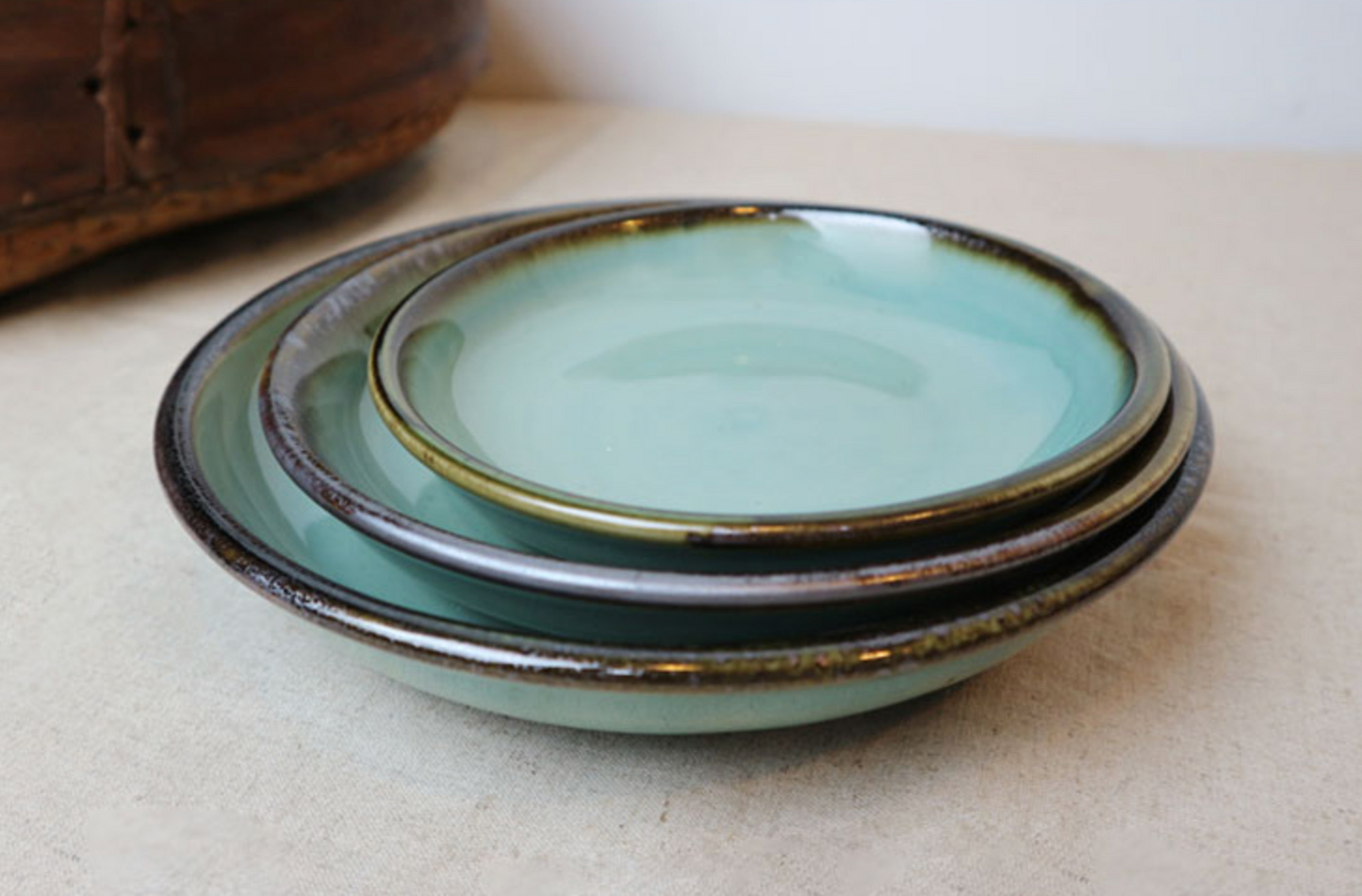 Goryeo[Korean] Celadon Flat Bowl 3pcs Set