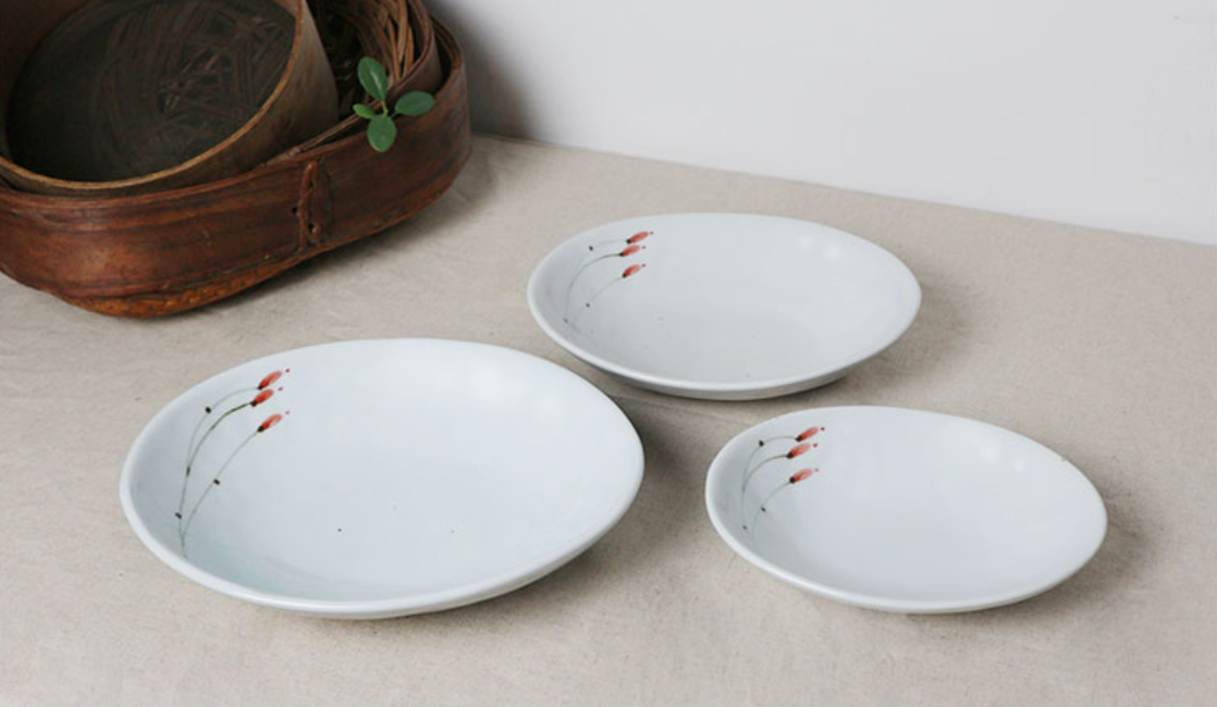 Goryeo[Korean] White porcelain Ellipse plate 3pcs Set