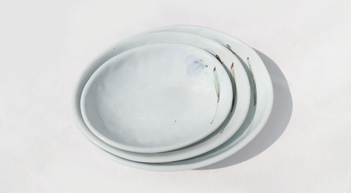 Goryeo[Korean] White porcelain Ellipse plate 3pcs Set