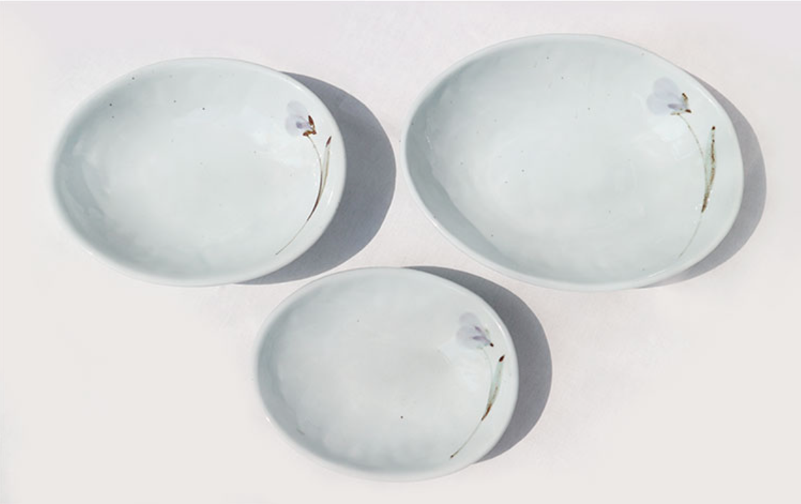 Goryeo[Korean] White porcelain Ellipse plate 3pcs Set