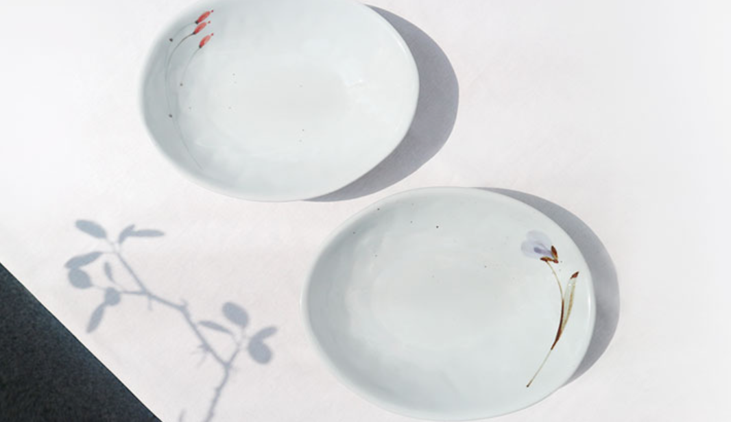 Goryeo[Korean] White porcelain Ellipse plate 3pcs Set