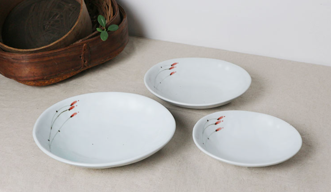 Goryeo[Korean] White porcelain Ellipse plate 3pcs Set