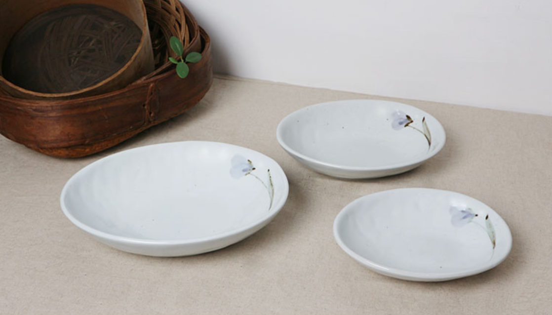 Goryeo[Korean] White porcelain Ellipse plate 3pcs Set