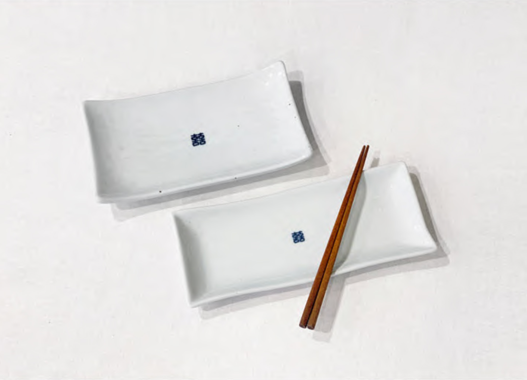 Goryeo[Korean] White porcelain Hee/Clear rectangular plate 2pcs Set