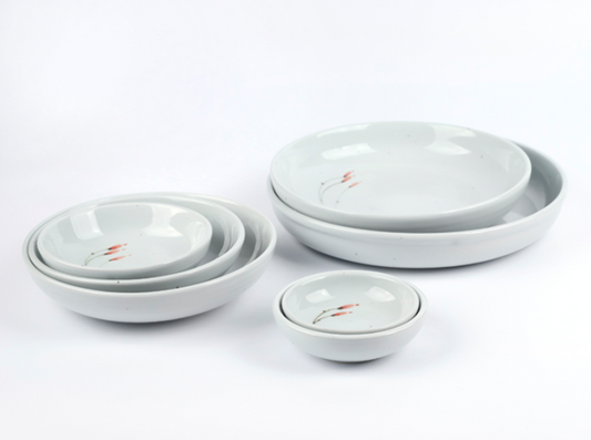 Goryeo[Korean] White porcelain Flower Convex Bowl 7pcs Set