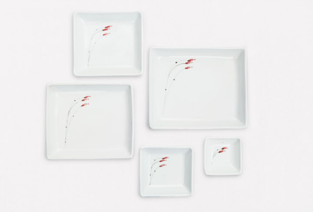 Goryeo[Korean] White porcelain square plate 5pcs Set