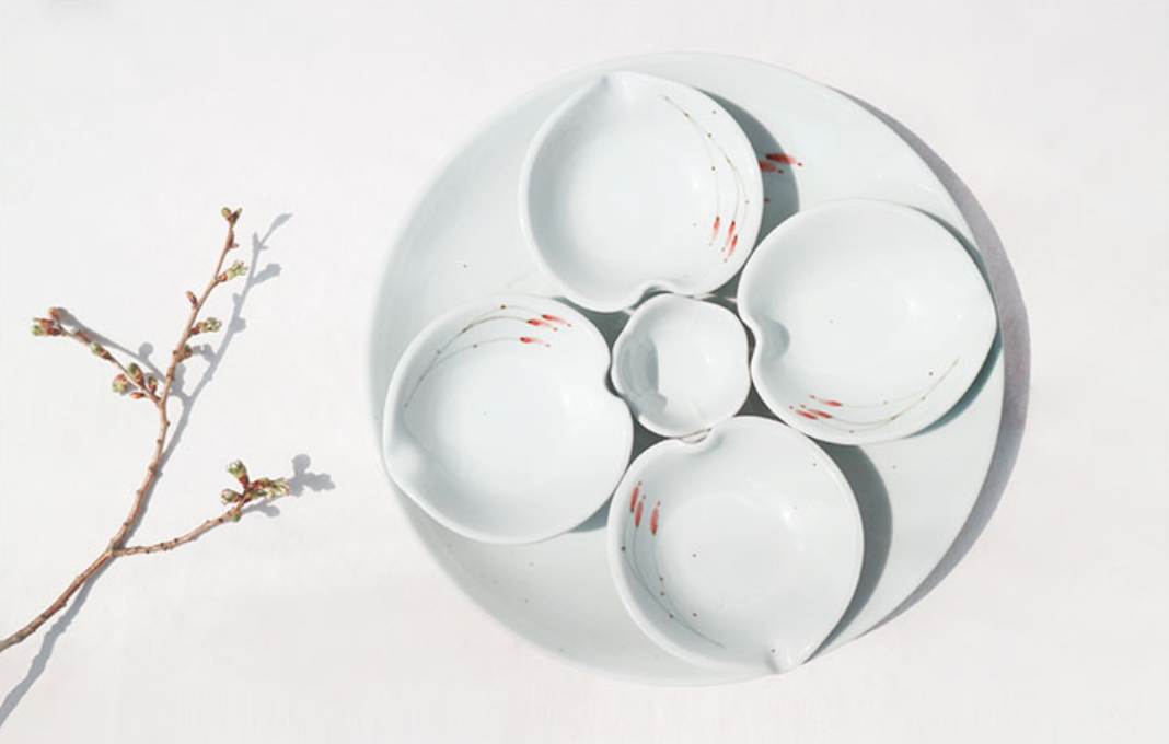 Goryeo[Korean] White porcelain Peach plate 6pcs Set