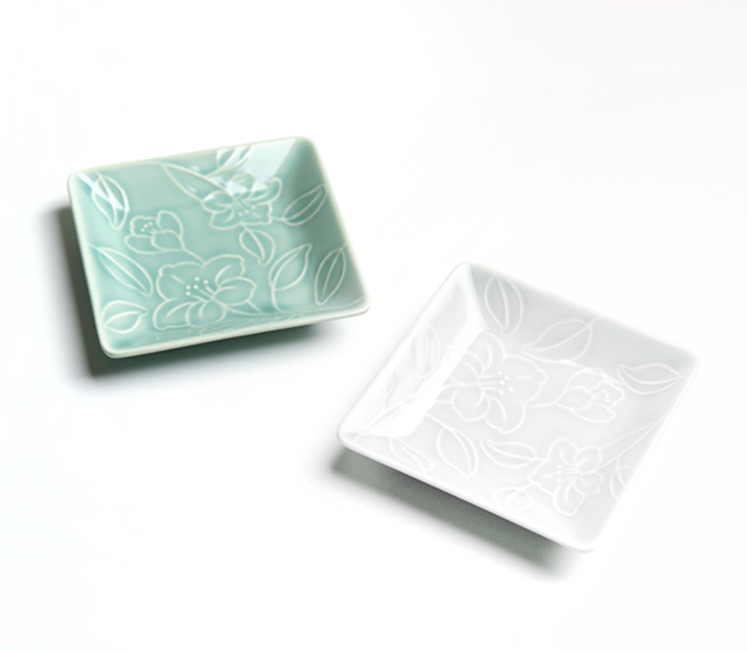 Goryeo[Korean] Celadon Square Plate 3pcs Set