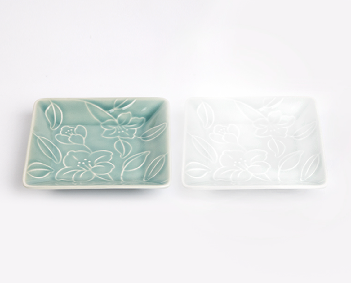 Goryeo[Korean] Celadon Square Plate 3pcs Set