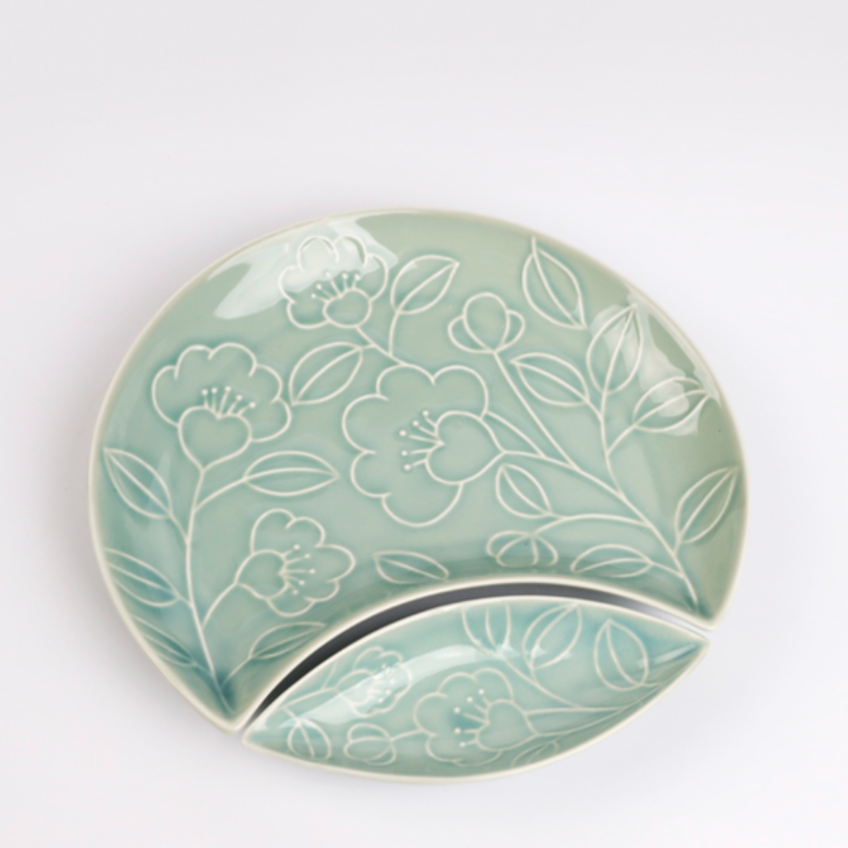 Goryeo[Korean] Celadon Half Moon plate 2pcs Set