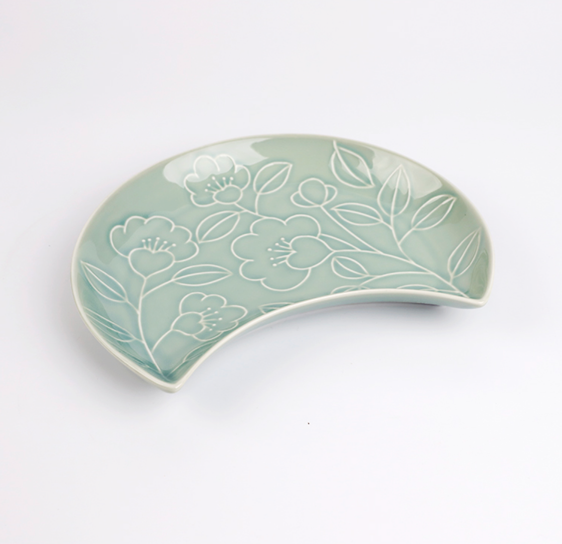 Goryeo[Korean] Celadon Half Moon plate 2pcs Set